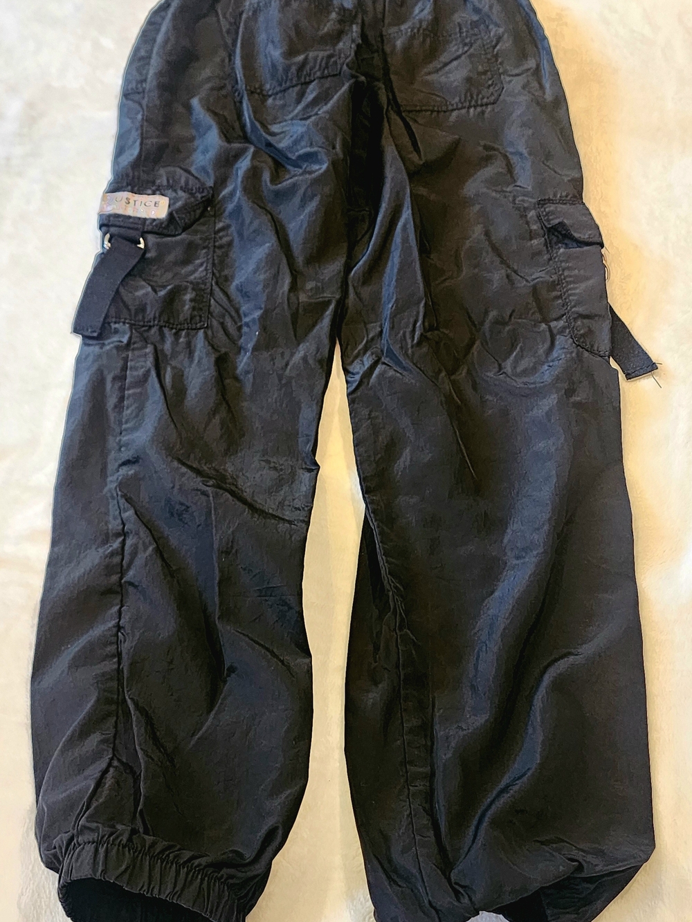 Justice Black Kids Cargo Parachute Pants